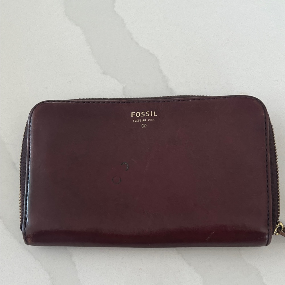 Fossil Dark Red Leather Wallet